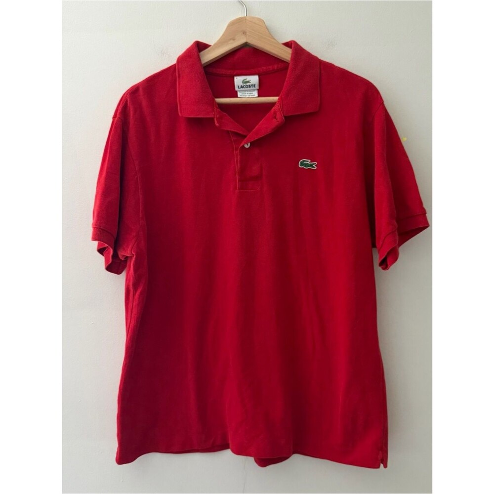 Lacoste Polo Red Pique Cotton Shirt Short Sleeve Size XL Classic Preppy